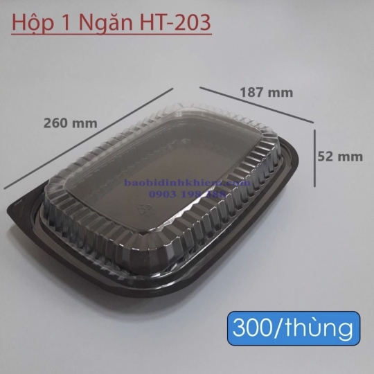 Hộp thực phẩm đế đen 1 ngăn HT203